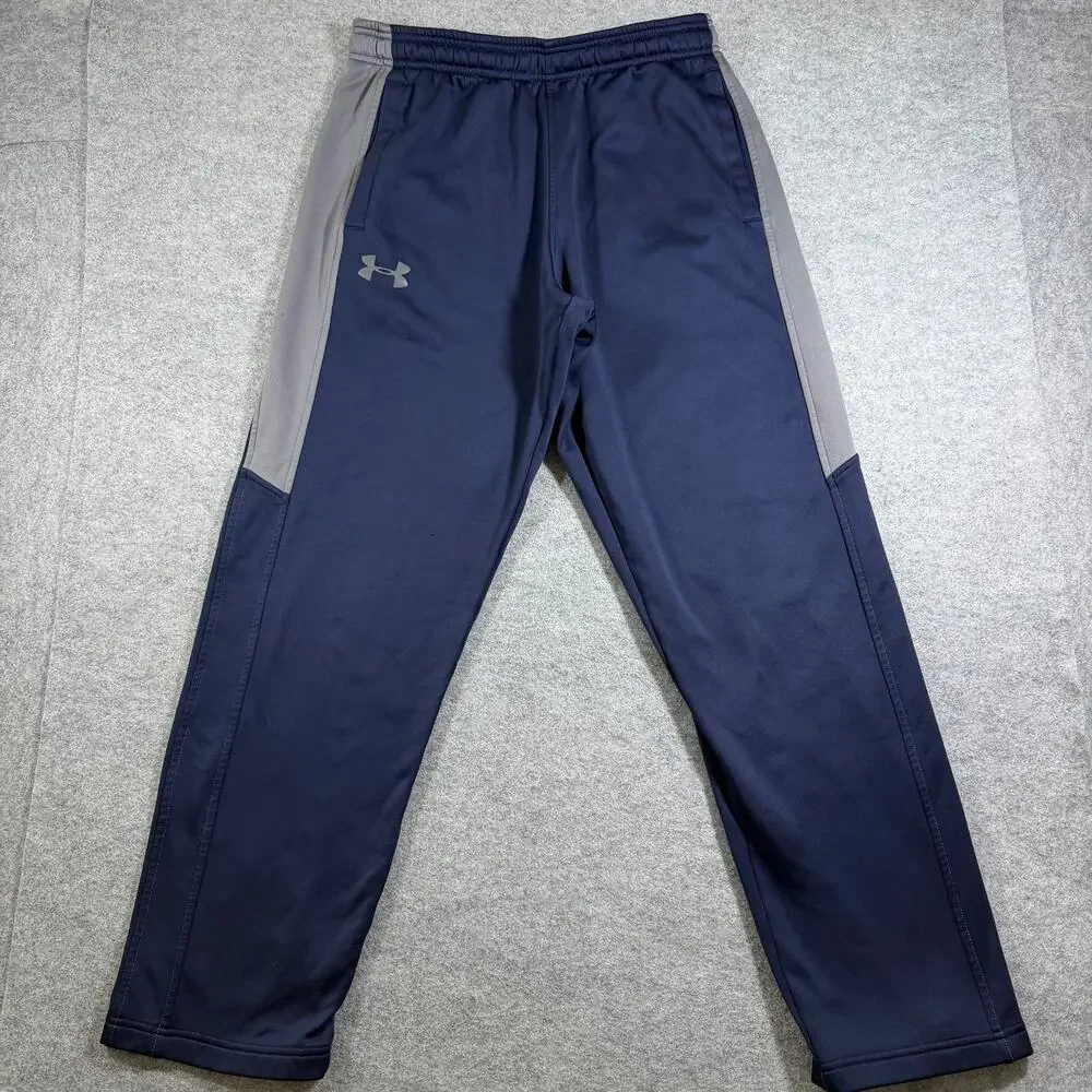 Under Armour ColdGear Sweatpants Mens M Navy Gray Drawstring Loose Fit Lounge